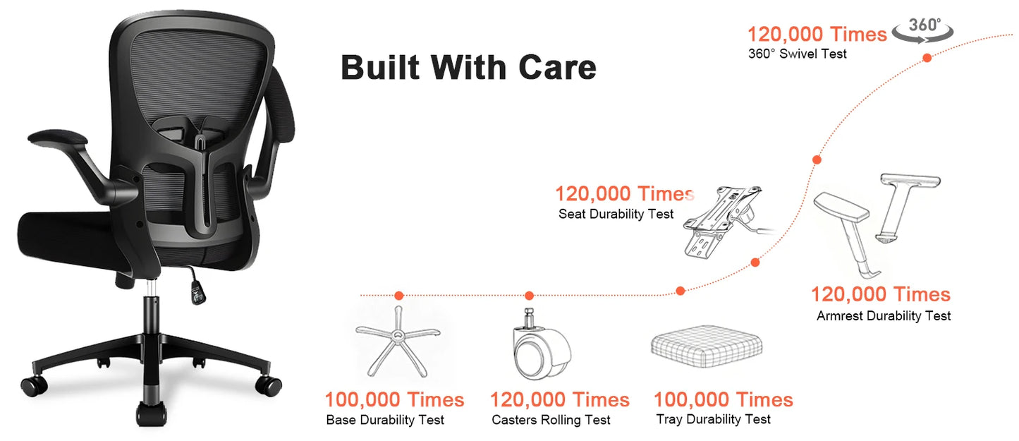 Chaise de Bureau Ergonomique Maille – Accoudoirs Réglables