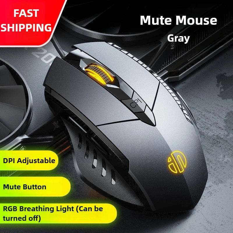 Souris filaire ergonomique silencieuse – DPI réglable – RGB