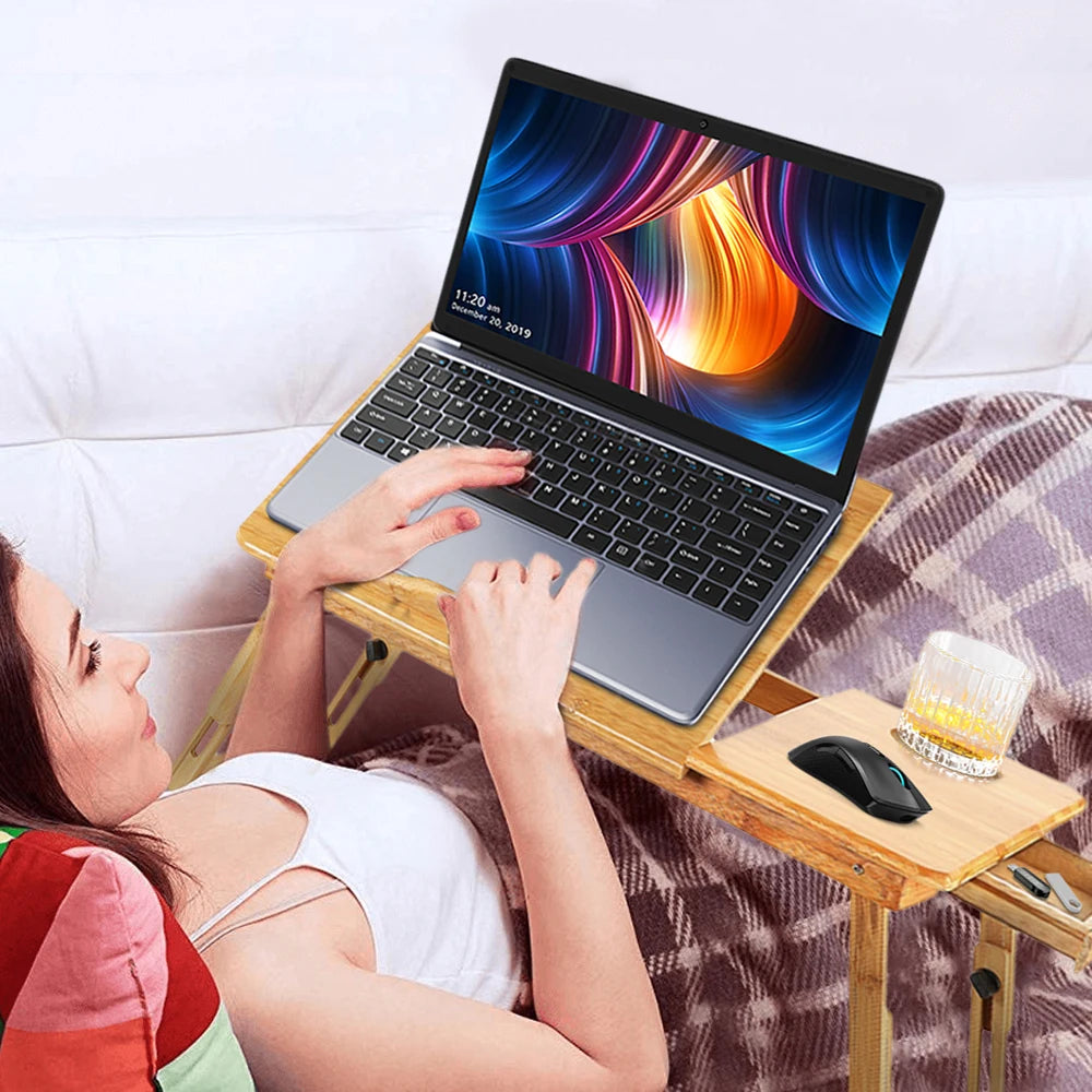 Table pour ordinateur portable pliable en bambou – Réglable et ergonomique