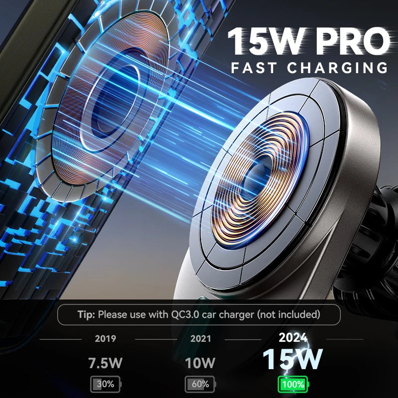 Support voiture magnétique avec charge sans fil 15W