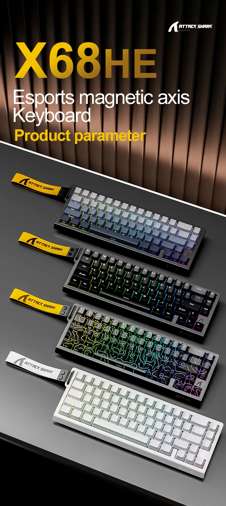 Clavier mécanique gaming à switchs magnétiques – 68 touches