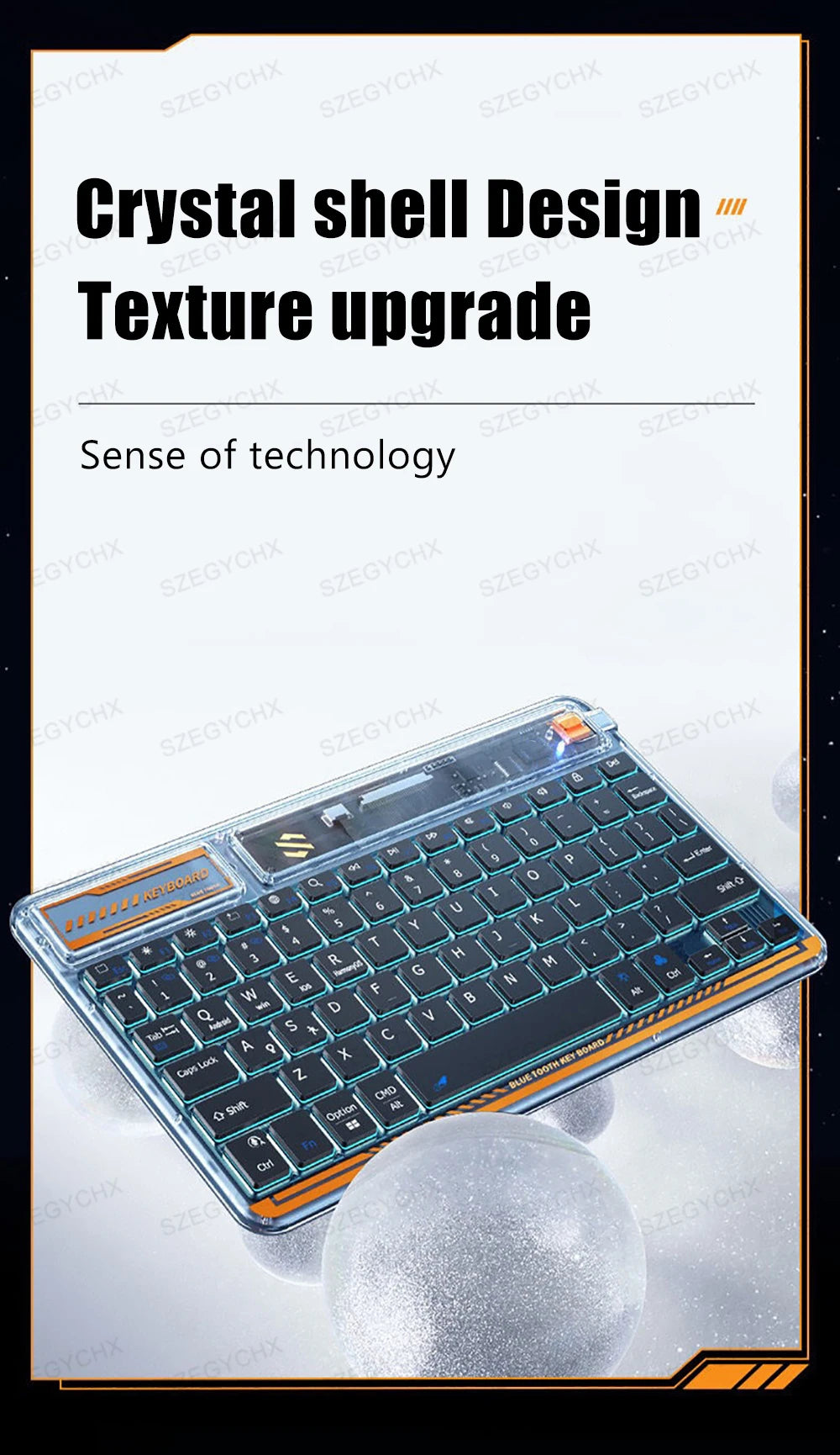 Clavier Bluetooth rétroéclairé transparent – Compact et sans fil