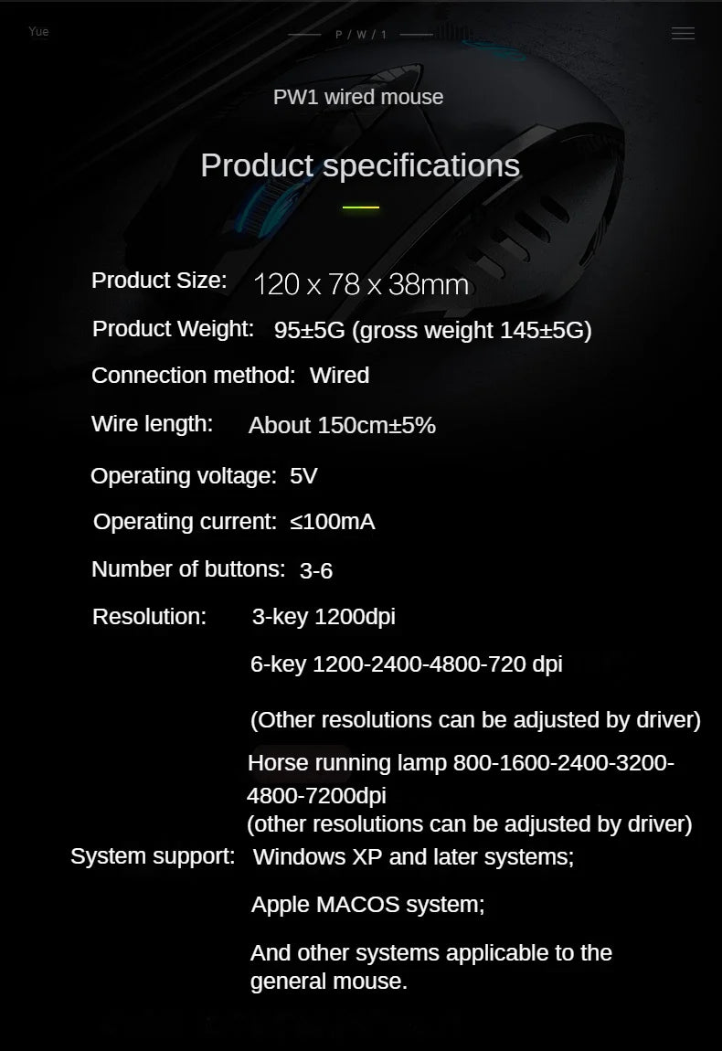 Souris filaire ergonomique silencieuse – DPI réglable – RGB