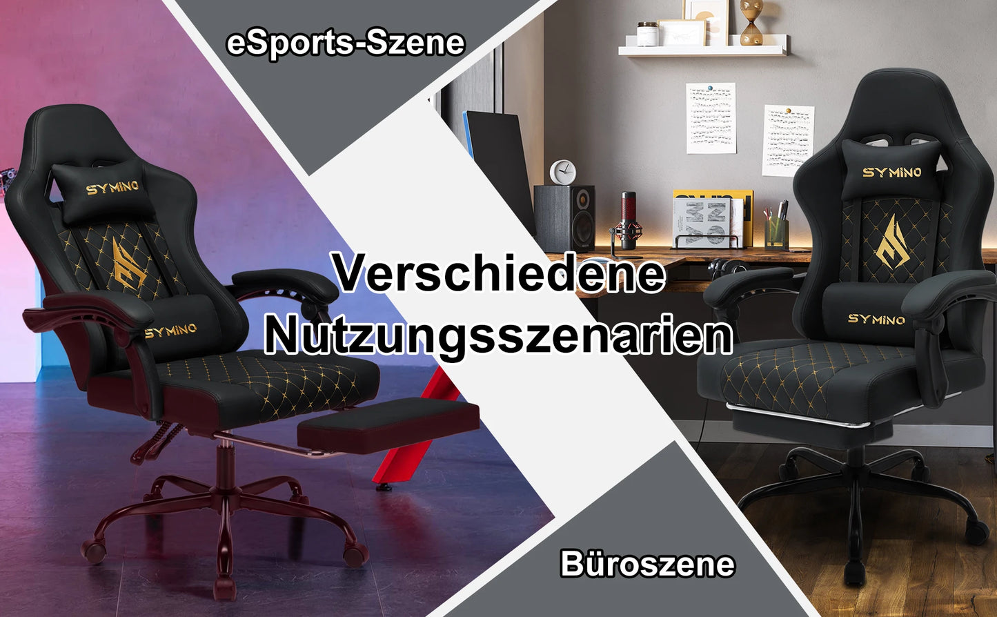 Chaise Gaming Symino Ergonomique avec Repose-Pieds