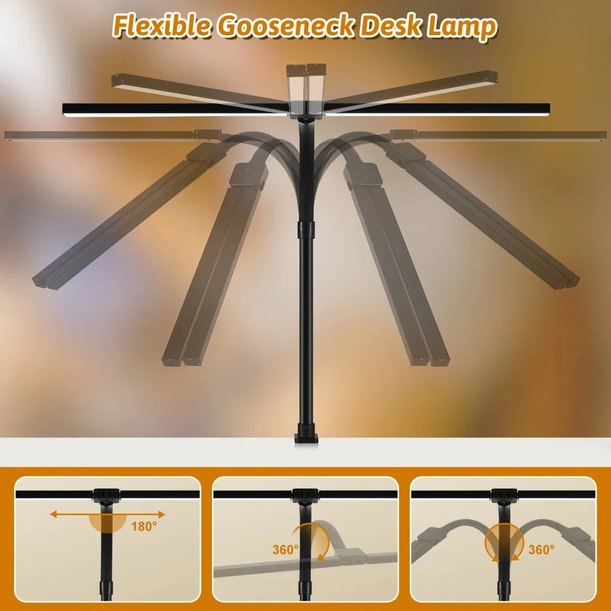 Lampe de bureau LED réglable double tête