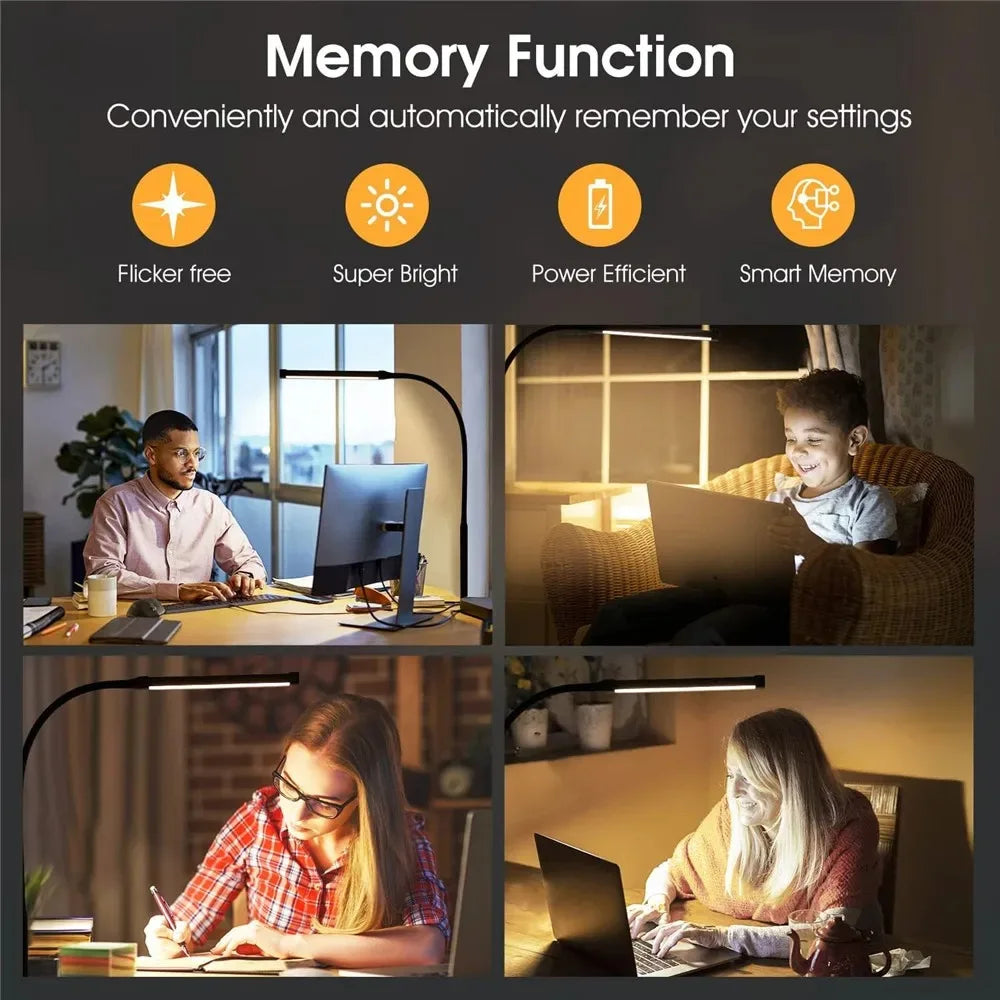 Lampe de bureau LED réglable double tête